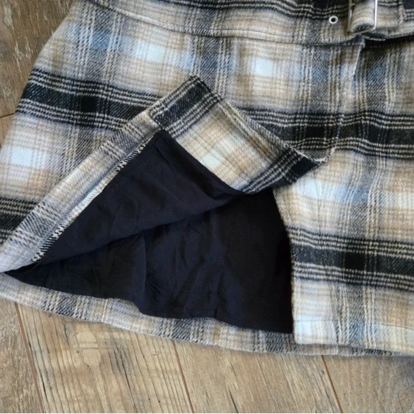 Free People Womens Size 12 Plaid Mini Skirt with Belt